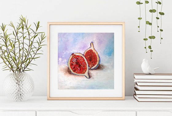 Fig Painting Still Life Original Art Food Wall Art Small Kitchen Artwork