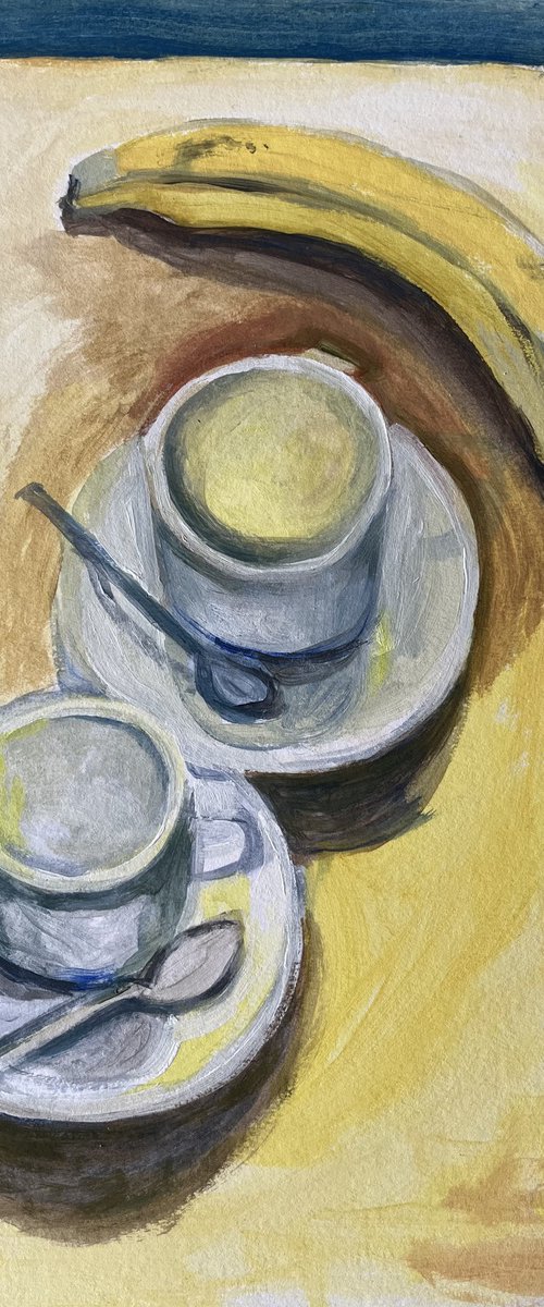 Banana and two espresso cups by Christine Callum  McInally