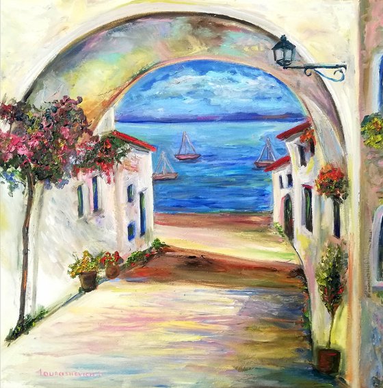 "Italian Summer" Original Oil Artwork 16 by 16" (40x40cm)