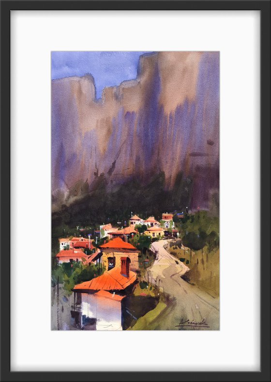 The painting for the interior "The road to ancient monasteries. Meteora, Greece"