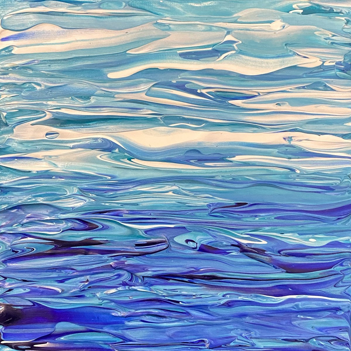 Abstract Landscape Acrylic Painting By Tina Shyfruk, 6 X 6", A Piece Of The Ocean, Original Artwork