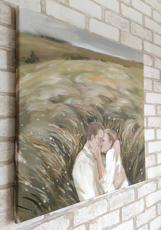 Loving couple in the field