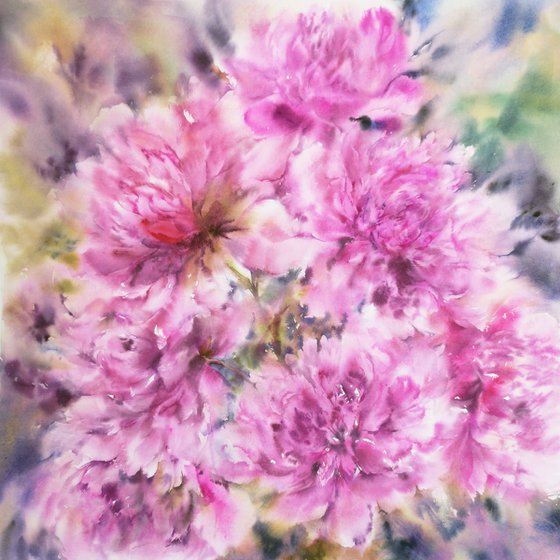 Peony flowers painting