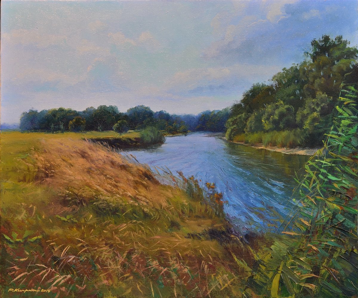 Impressionistic Landscape Oil Painting By Ruslan Kiprych, 24 X 20", In The Open Air, Original Artwork