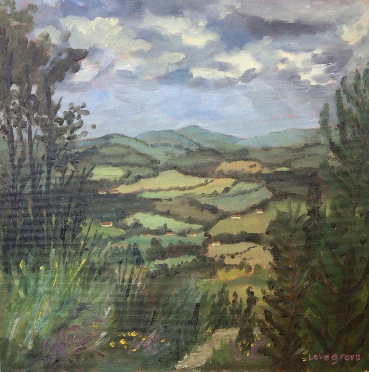 Impressionistic Landscape Oil Painting By Julian Lovegrove Art, 12 X 12", View From The Quarry., Original Artwork