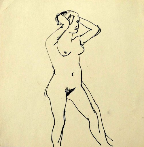 The Nude, life sketch 23x23 cm by Frederic Belaubre