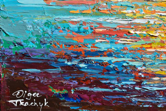 Sunset - Colorful Palette knife Painting on Canvas