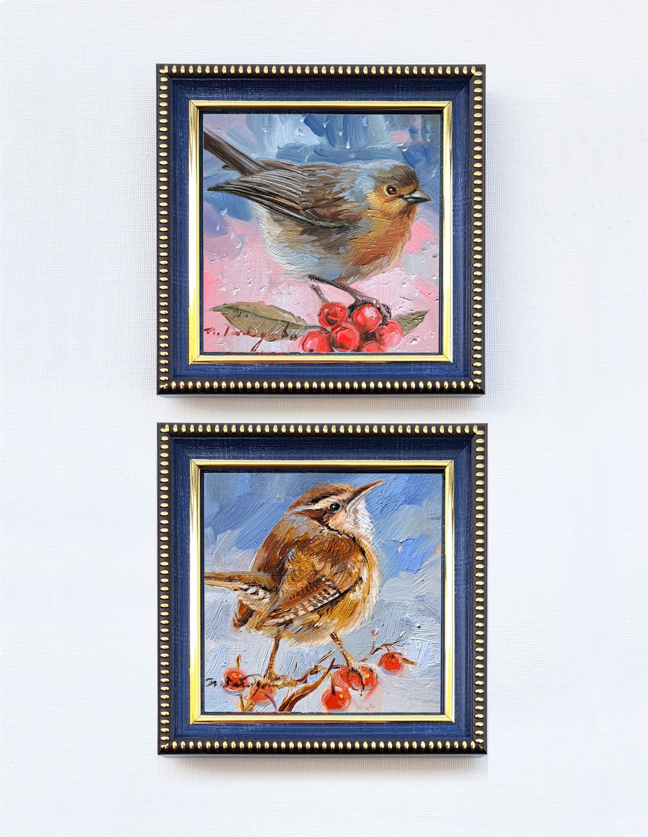 Impressionistic Animal Oil Painting By Nataly Derevyanko, 5 X 5", True Friendship, Original Artwork