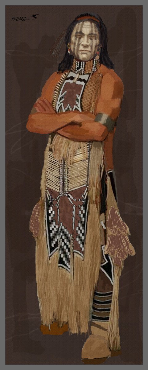 Impressionistic Portrait Painting By Joe Mcharg, 28 X 70, Old Warrior, Original Artwork