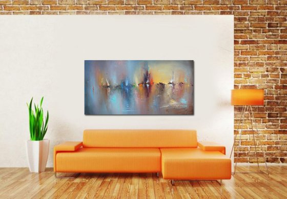 Sailing in the sea, Abstract Seascape painting