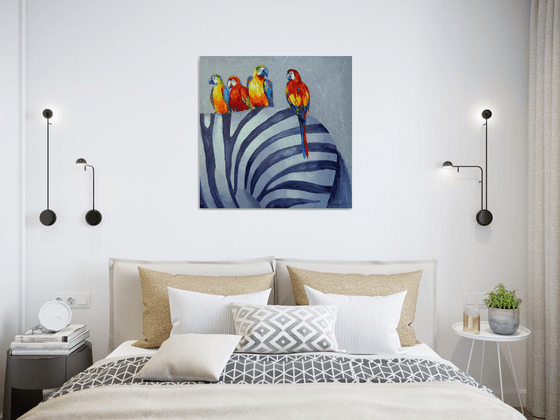 Parrots on Zebra