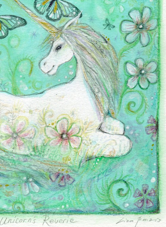 Unicorn original art monoprint unicorns reverie painting print limited edition
