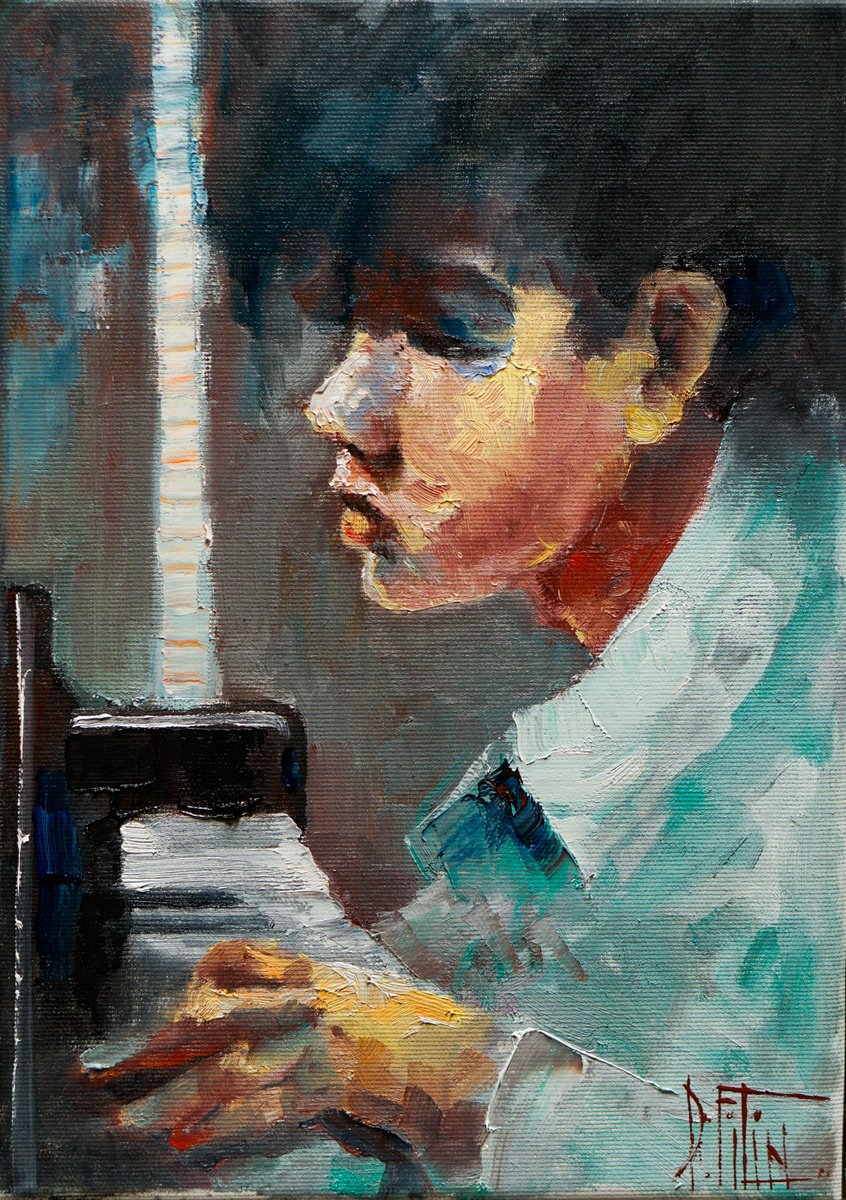 Impressionistic Portrait Oil Painting By Pavel Filin, 10 X 14", E6, Original Artwork