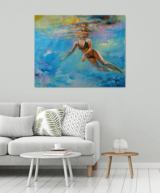 swimming girl3, 48x38 in