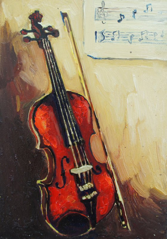 The violin, Framed oil painting