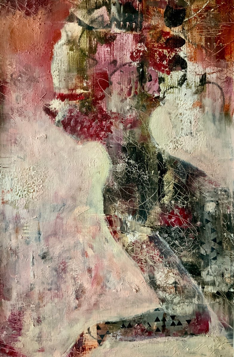 Abstract Portrait Oil Painting By Alexandra Jagoda (Ovcharenko), 17 X 25, Veiled Soul, Original Artwork