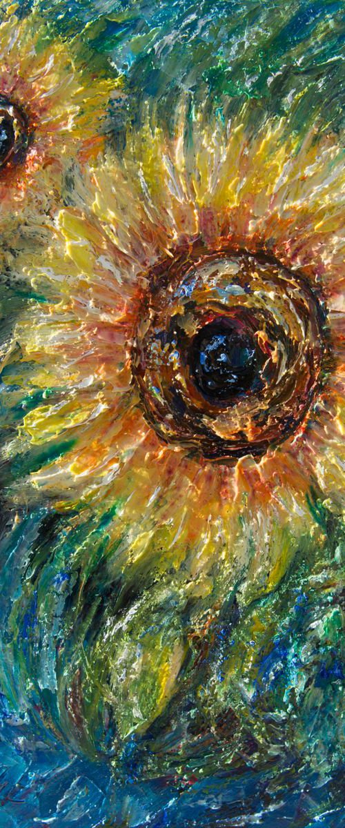 Contemporary Impressionist Sunflower by Lena Owens at OLena Art