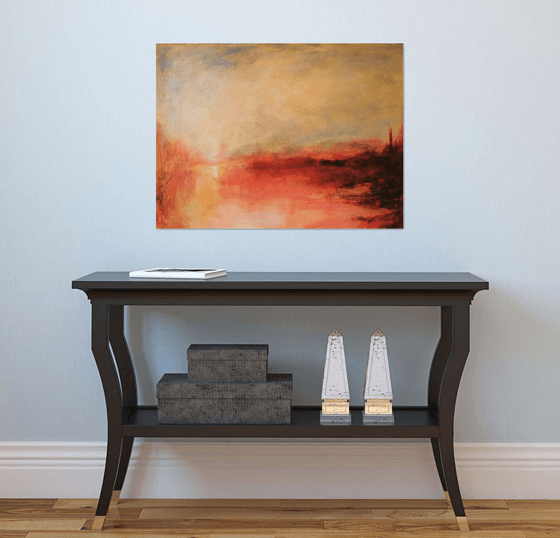Serenity. Semi abstract classical landscape on canvas 60x80cm.