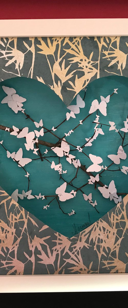 Cherry Blossom Heart (Blue) by Hernan Reinoso