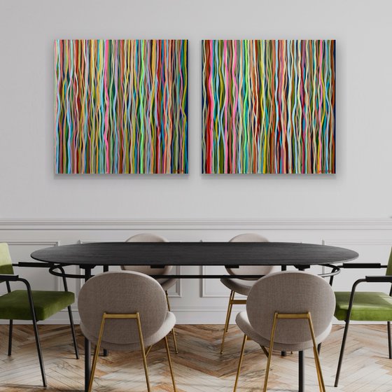 Groove to the Move Duo - 66cm square each - acrylic painting on canvas