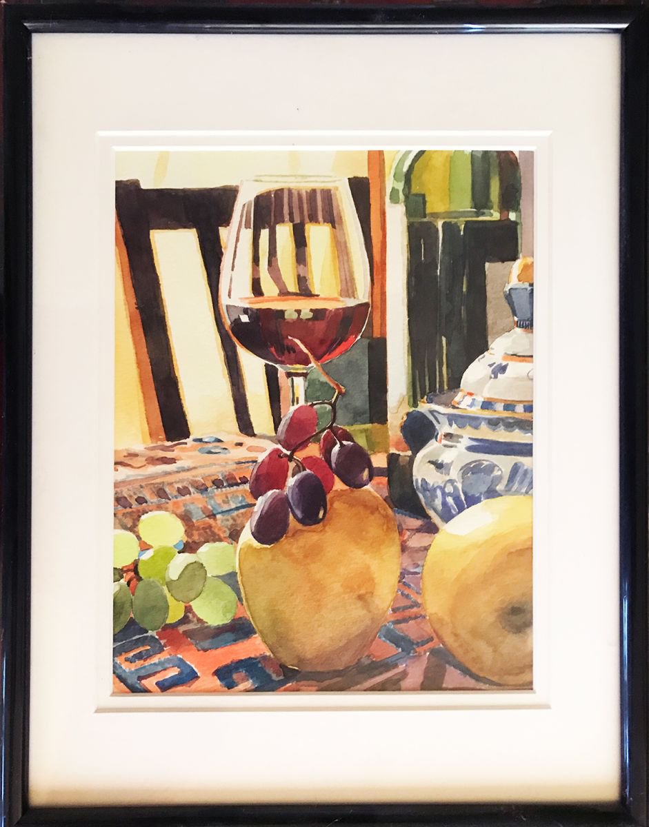 Still-life with grapes and wine by Tatyana Holodnova