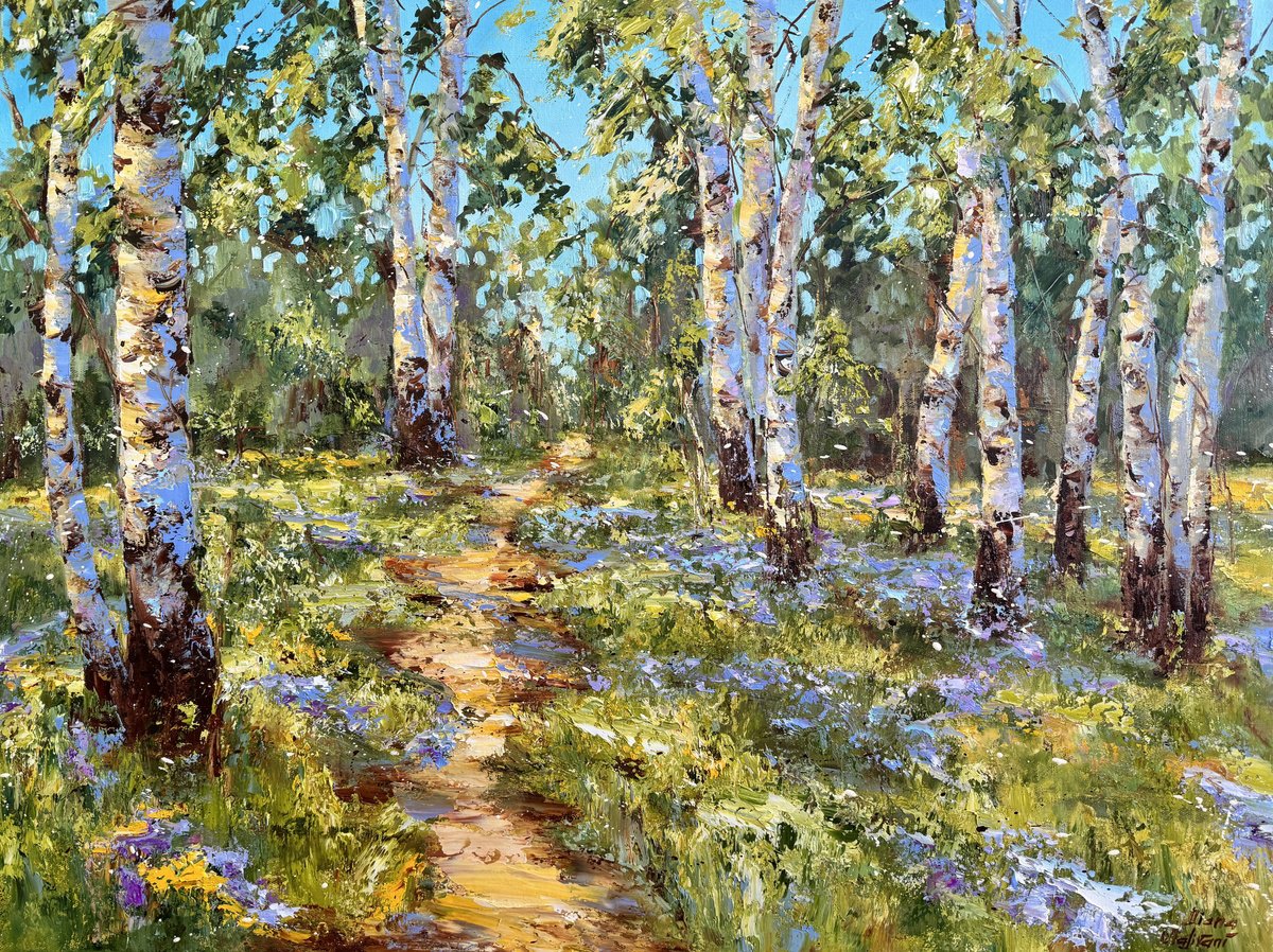 Impressionistic Landscape Oil Painting By Diana Malivani, 31 X 24, Giorno Di Primavera, Original Artwork