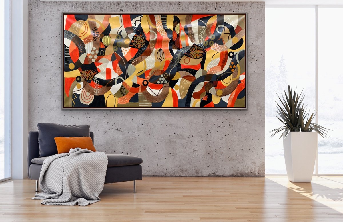 Organic Abstract Acrylic Painting By Rashna Hackett, 72 X 36", Eternal, Original Artwork