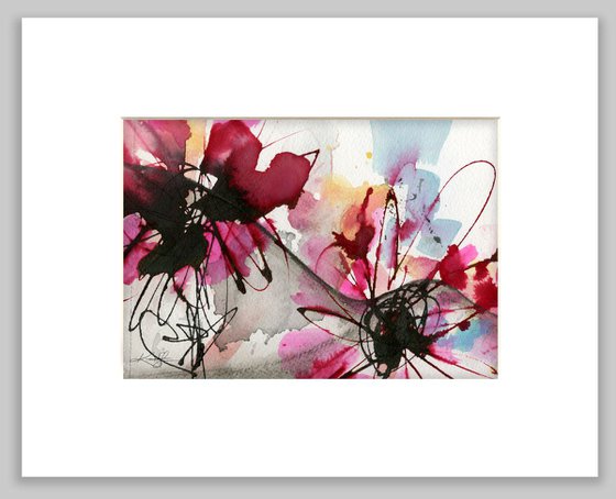 Floral Dance 7 - Abstract Floral Painting in mat by Kathy Morton Stanion