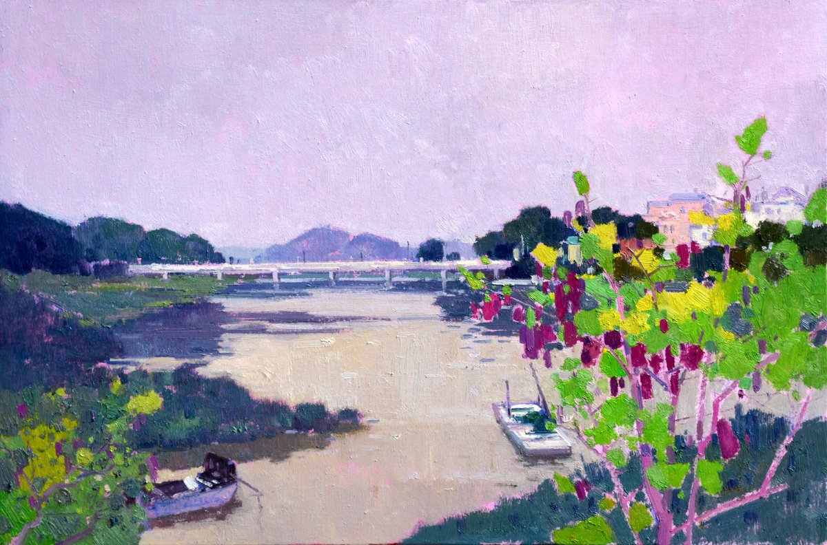 Impressionistic Landscape Oil Painting By Jianzhe Chon, 35 X 24, Landscape Oil Painting:summer Is Coming 116, Original Artwork