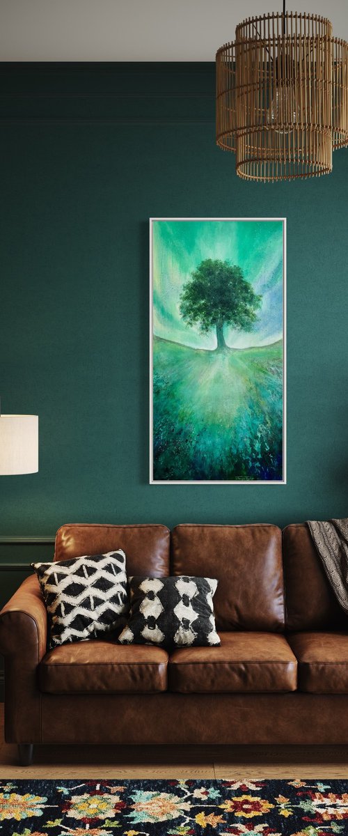 Emerald Auroras Sycamore Gap by Jennifer Taylor