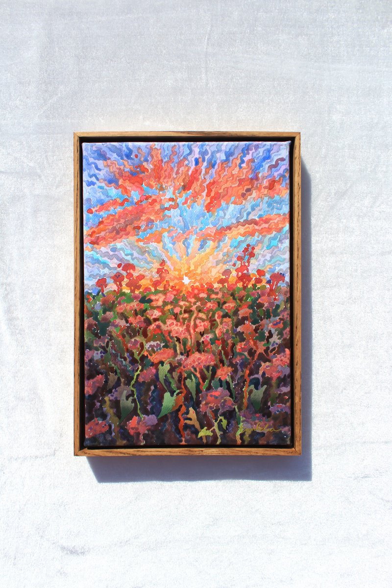 Impressionistic Watercolour , Sunset In The Buckwheat Field By Tanbelia, 9 X 13, Artwork For Sale On Artfinder