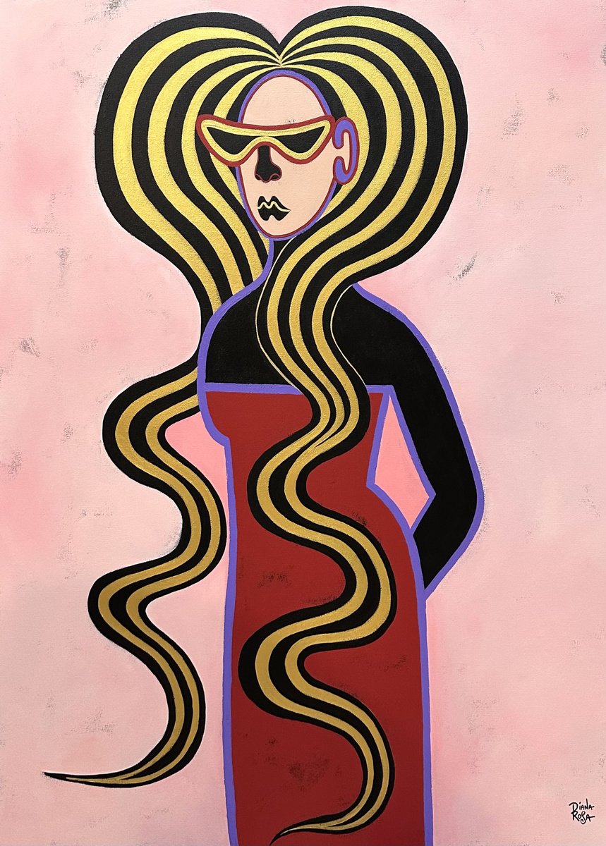 Surrealistic Portrait Acrylic Painting By Diana Rosa, 30 X 40, Her, Original Artwork