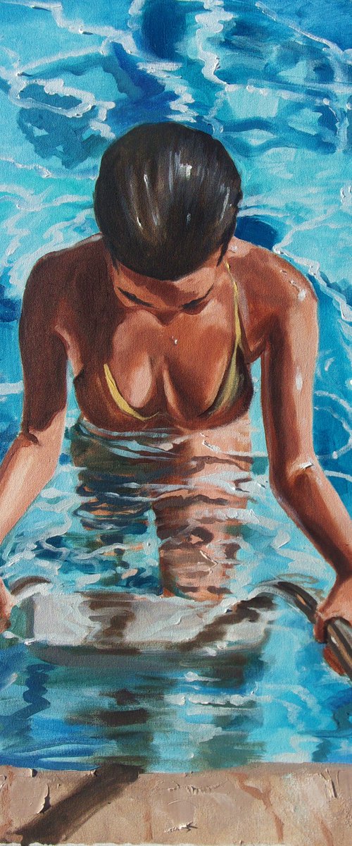 " SUMMER TIME "-  liGHt  ORIGINAL OIL PAINTING, GIFT, PALETTE KNIFE (2022) by Monika Luniak