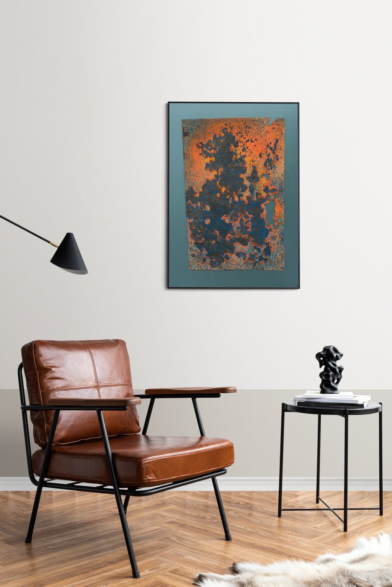 Organic Abstract Painting By Mykola Dzhychka, 28 X 35", United By Flame, Original Artwork