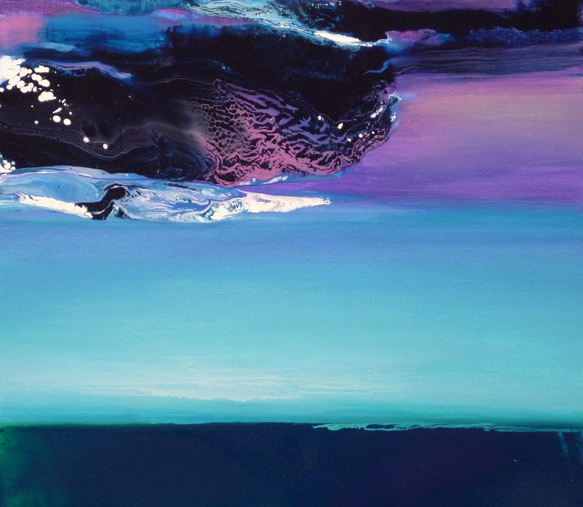 Abstract Landscape Oil Painting By Jacob Jugashvili, 18 X 16, Forgotten Waters Xi, Original Artwork