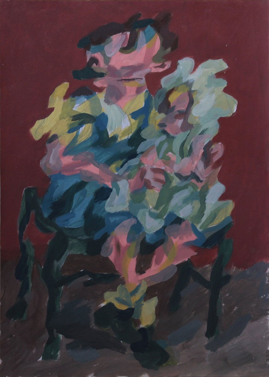 Expressive Portrait Acrylic Painting By Martin Singer, 12 X 16", Little Girl With Her Doll, Original Artwork