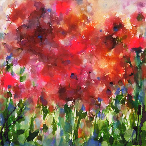 A Day In The Garden 3 - Flower Painting  by Kathy Morton Stanion by Kathy Morton Stanion