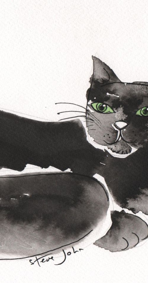 Conrad the Cat, ink artwork by Steve John