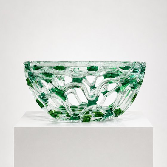 Green Fused Glass Bowl