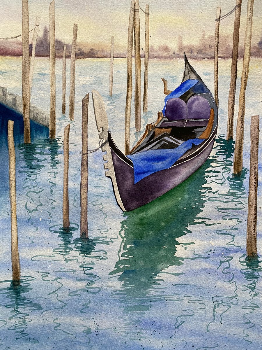 Photorealistic Landscape Watercolour By Tina Shyfruk, 9 X 13", Venice, Italy, Original Artwork