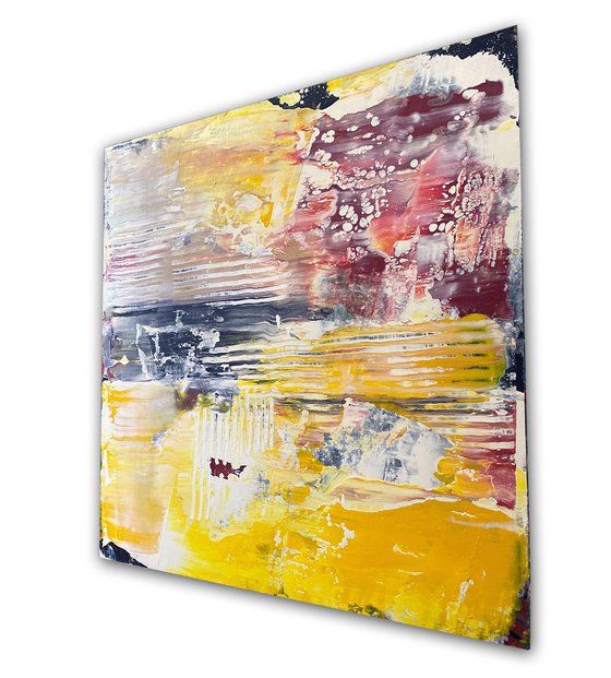 "What Are You, Yellow?" - Save As A Series - Original PMS Abstract Diptych Acrylic Paintings On Reclaimed Wood - 52" x 26"