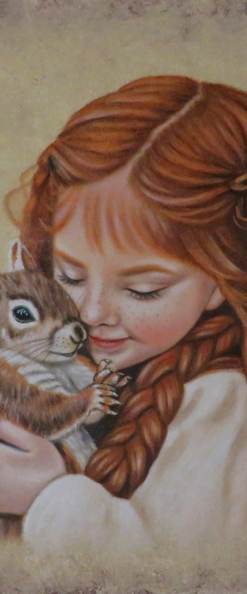 "Little girl with squirrel" by Monika Rembowska