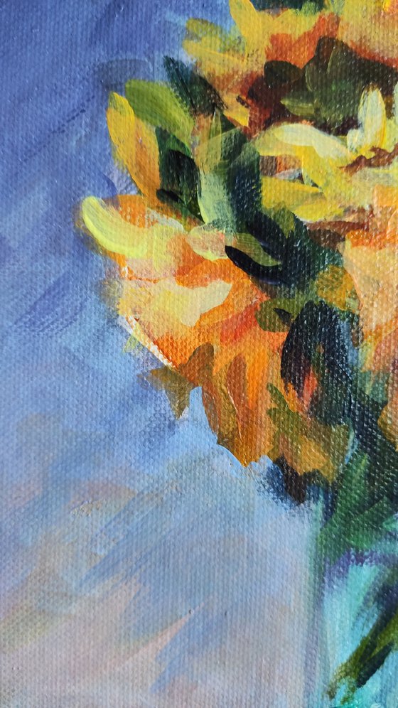 Sunflowers and apple