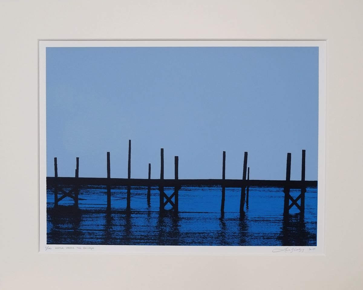 Landscape Screenprint By Lene Bladbjerg, 20 X 16", Water Under The Bridge, Original Artwork
