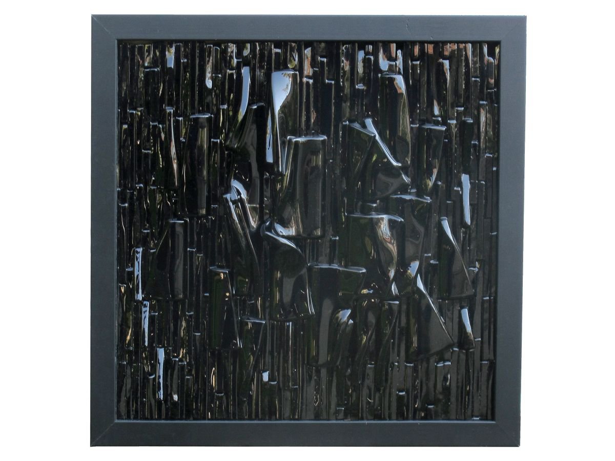 Night Wind II - Glass relief panel - original work by Veselina Marinova