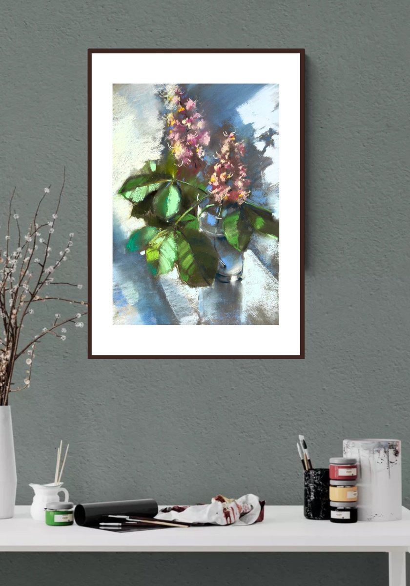 Impressionistic Pastel Drawing , Pink Chestnut Flower By Olha Laptieva, 11 X 15, Artwork For Sale On Artfinder
