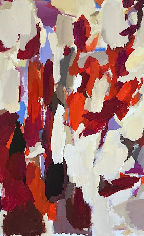 BRIGHT MOMENTS/Abstract red painting by Ana Saut