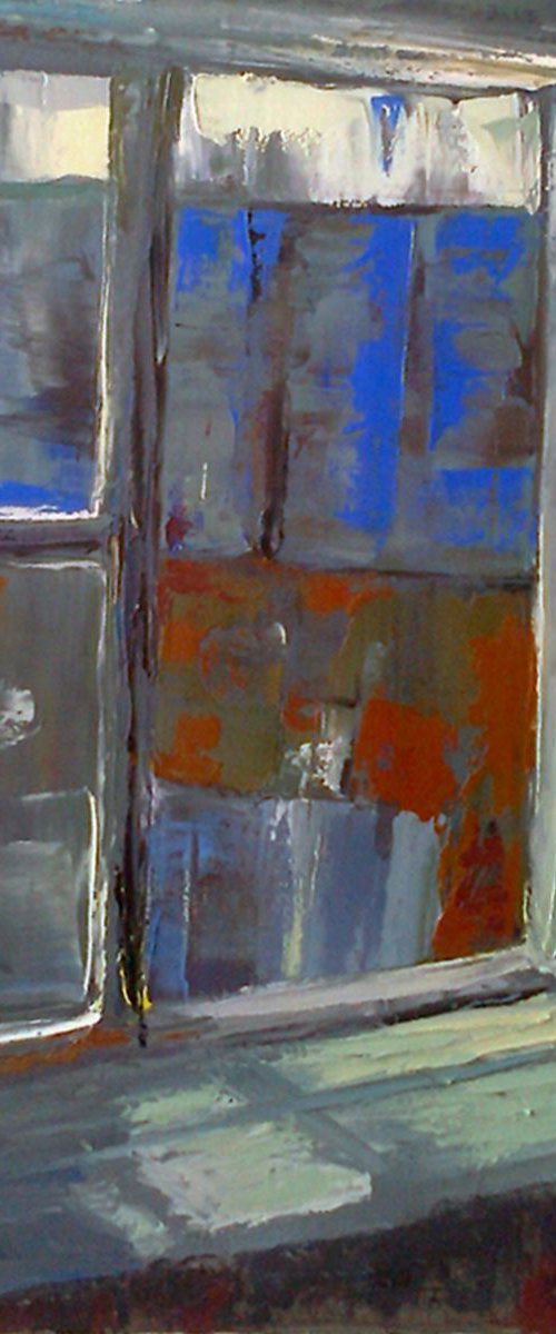 Window (40x40cm, oil painting, ready to hang) by Kamsar Ohanyan