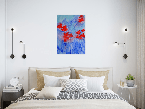 Blooming Red Poppies