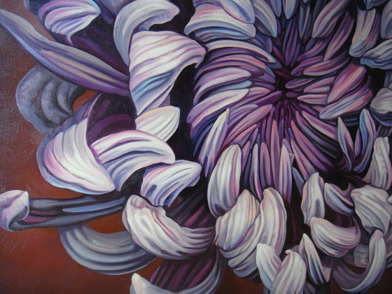 40" Purple Flower / Large Floral Oil Painting on canvas